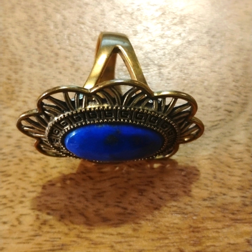 Studio Barse Lapis and Bronze Petal Ring, Size 8 - Picture 5 of 8